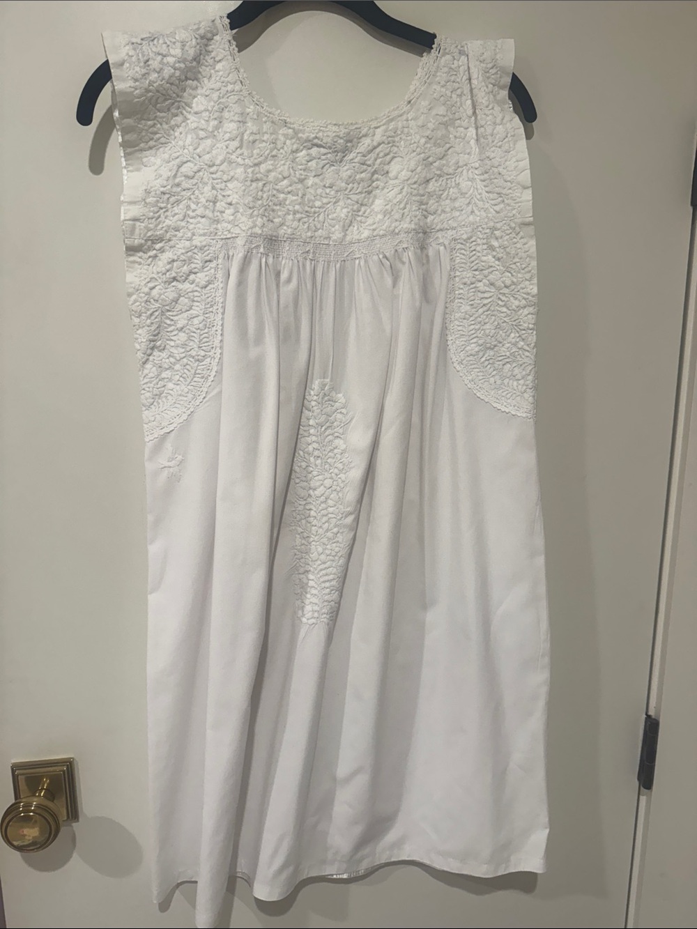 Mi Golondrina White Embroidered Midi Dress